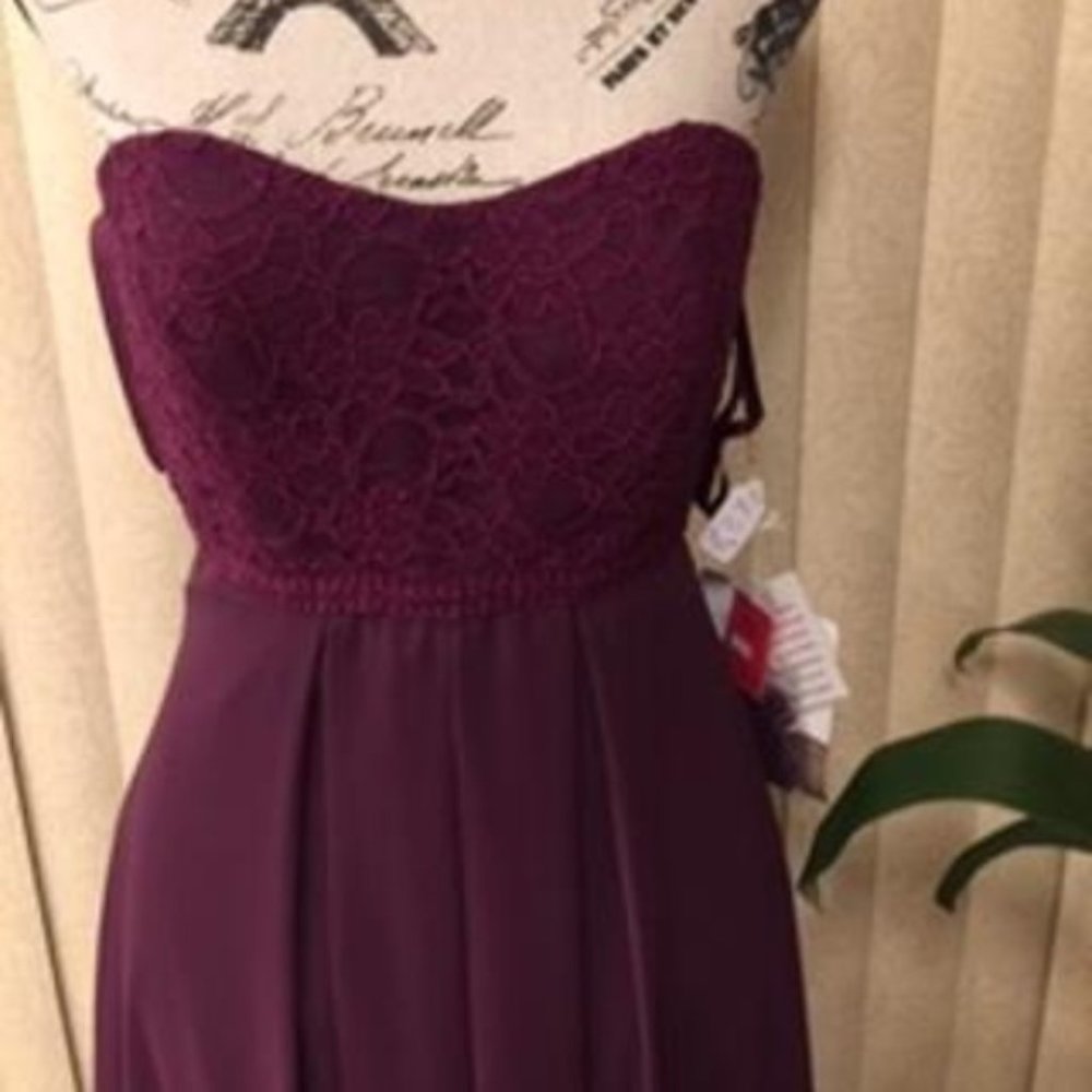 Simply Elegant Eggplant Strapless Formal Gown 8